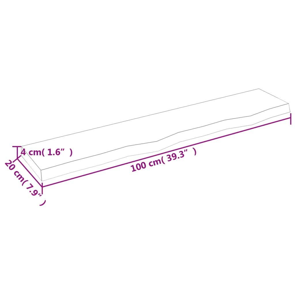 vidaXL Stenska polica temno rjava 100x20x4 cm trdna hrastovina