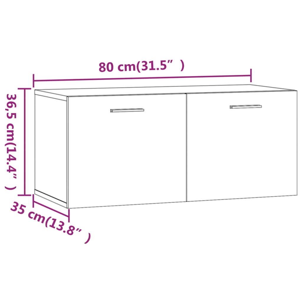 vidaXL Stenska omarica siva sonoma 80x35x36,5 cm inženirski les