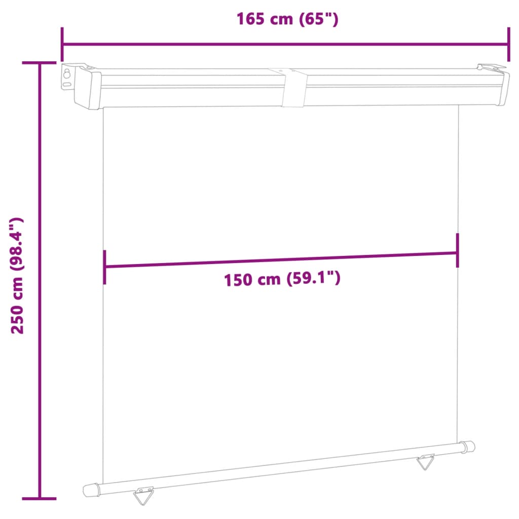 vidaXL Balkonska stranska tenda 165x250 cm siva