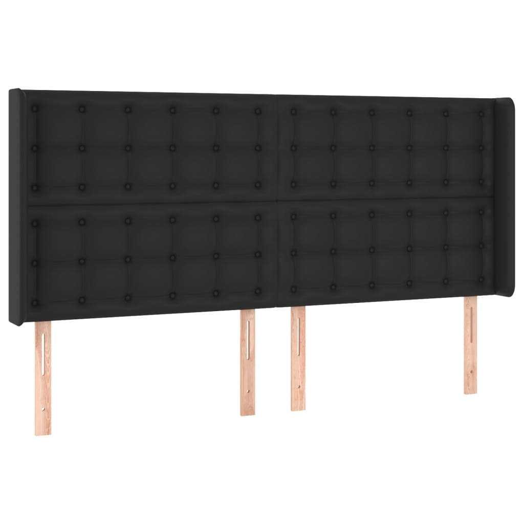 vidaXL Box spring postelja z vzmetnico LED črna 180x200 cm um. usnje