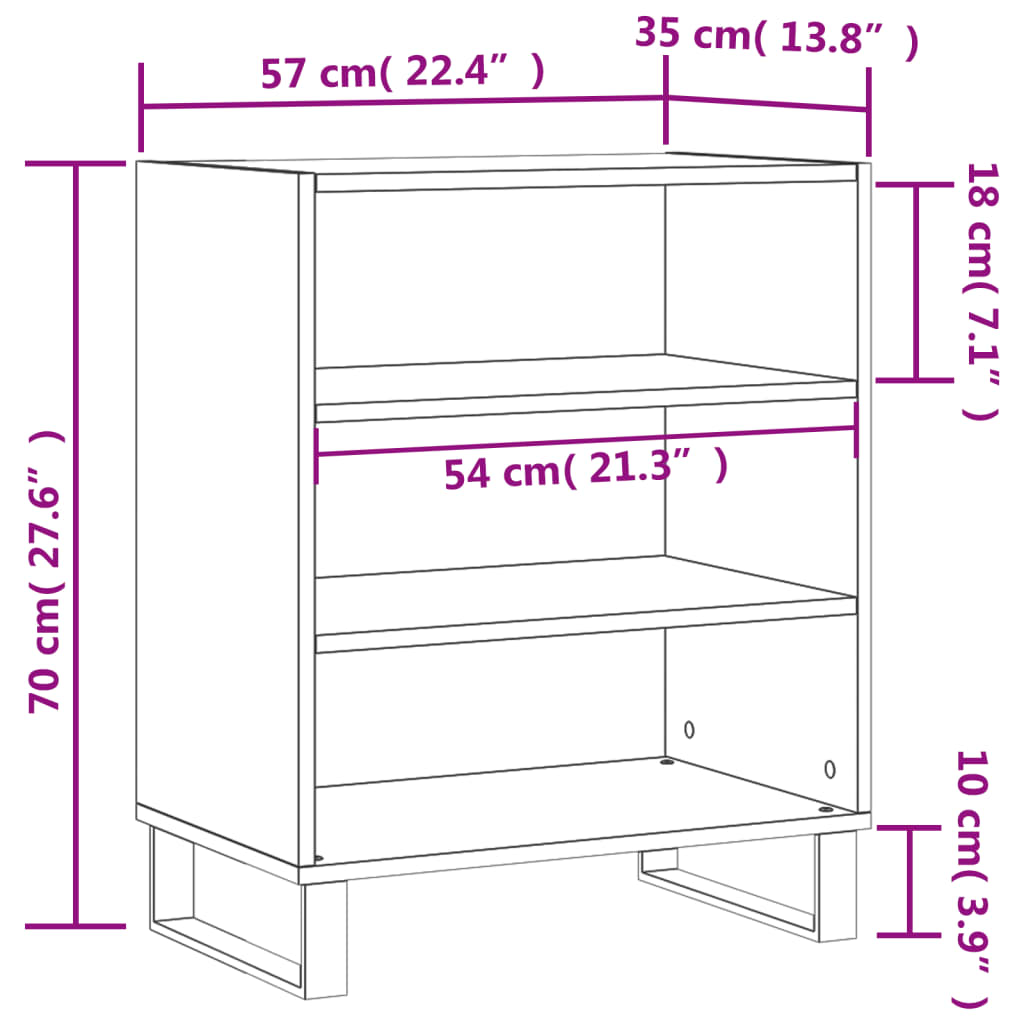 vidaXL Komoda dimljeni hrast 57x35x70 cm inženirski les