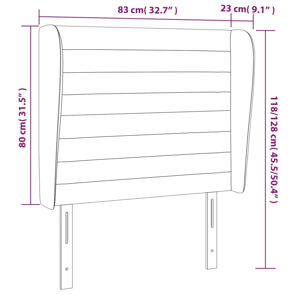 vidaXL Vzglavje z ušesi roza 83x23x118/128 cm žamet