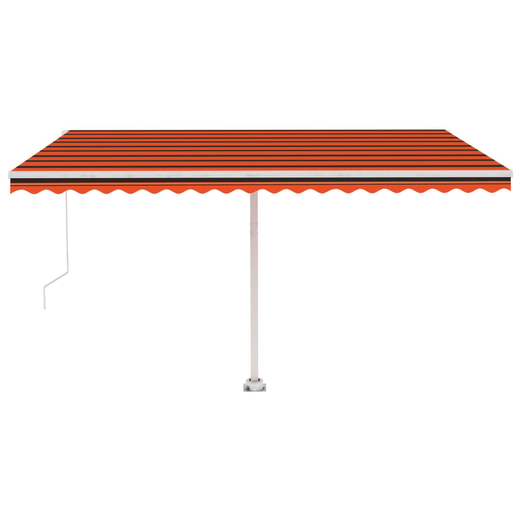 vidaXL Ročno zložljiva tenda z LED lučmi 450x350 cm oranžna in rjava