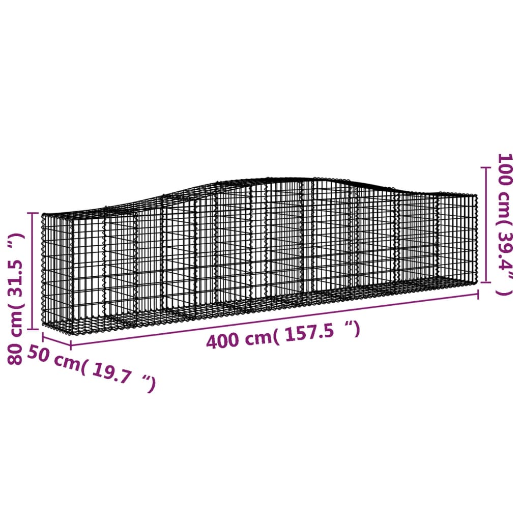 vidaXL Obokane gabion košare 9 kosov 400x50x80/100 cm cinkano železo