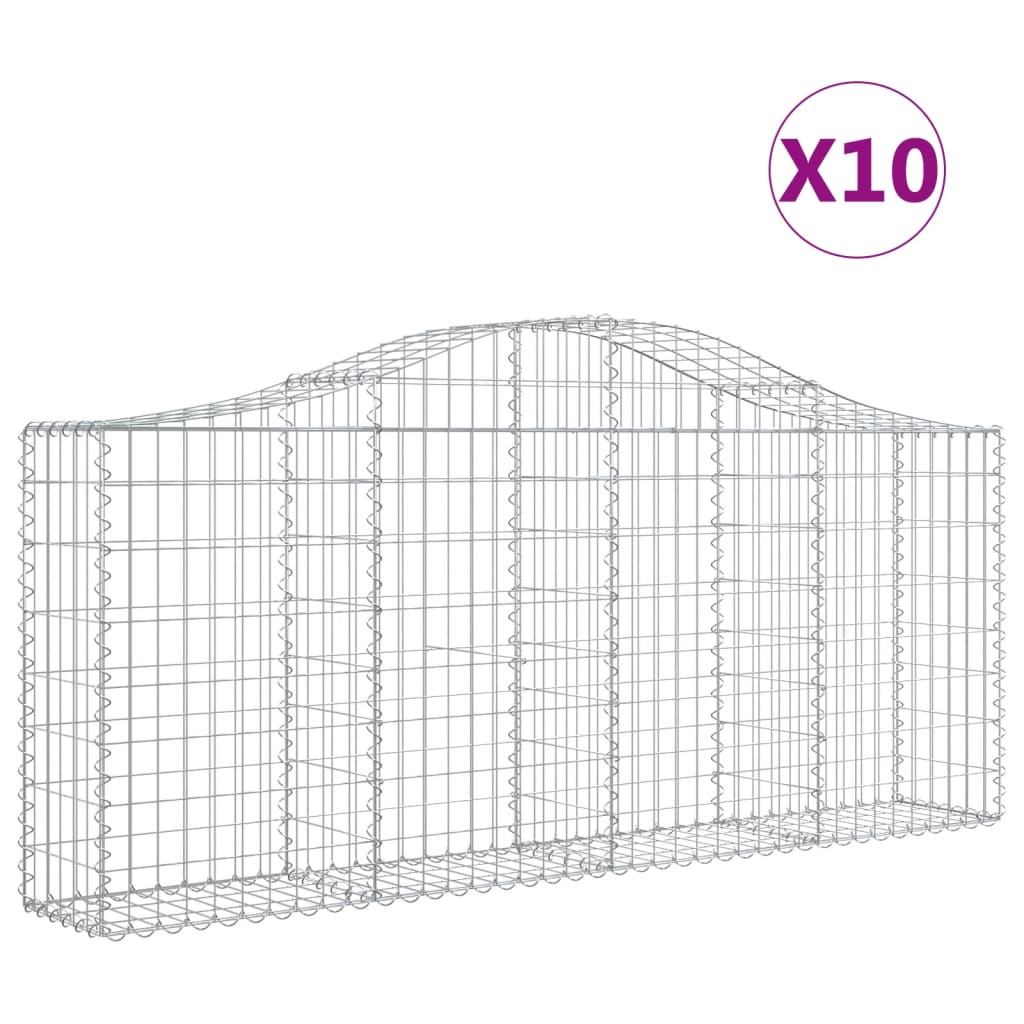 vidaXL Obokane gabion košare 10 kosov 200x30x80/100 cm cinkano železo