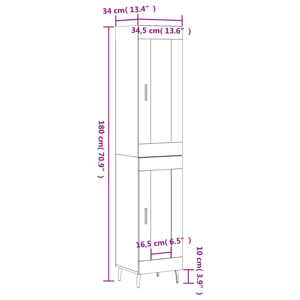 vidaXL Visoka omara rjavi hrast 34,5x34x180 cm inženirski les