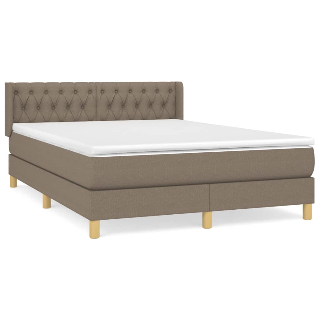 vidaXL Box spring postelja z vzmetnico taupe 140x200 cm blago