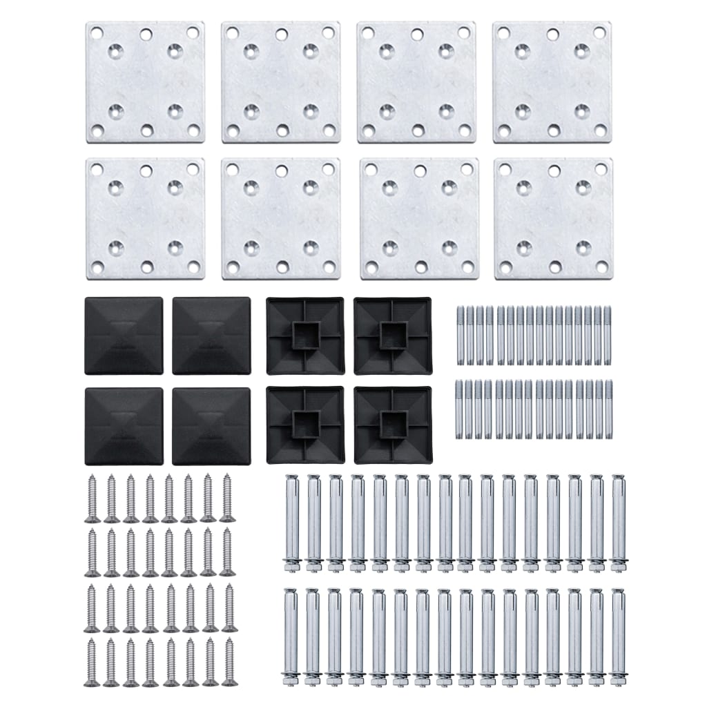 vidaXL Komplet ograjnih panelov WPC 1138x(105-186) cm črn