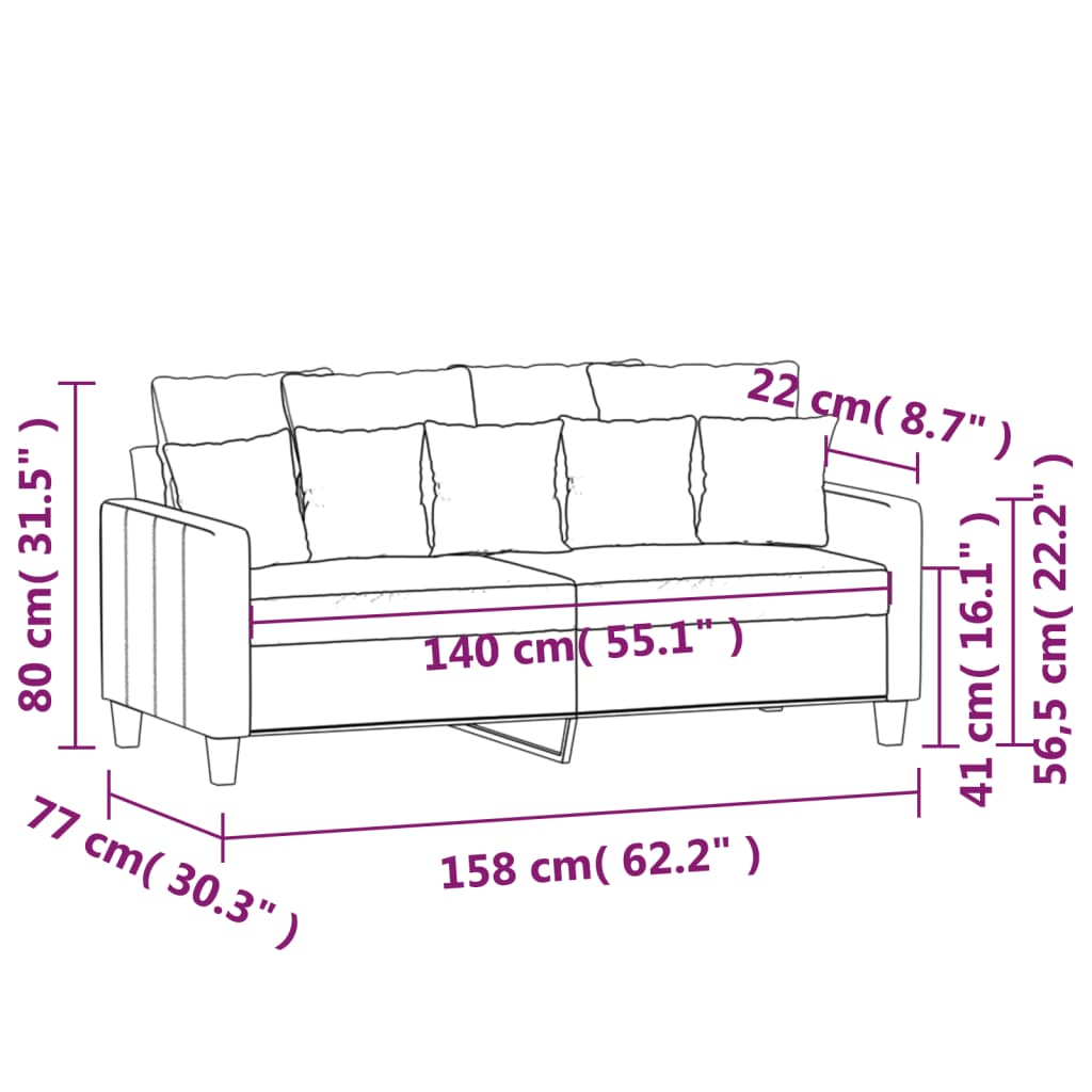 vidaXL Dvosed temno siv 140 cm blago