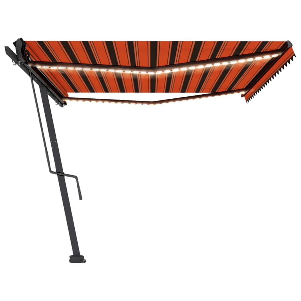 vidaXL Avtomatska tenda LED + senzor 500x300 cm oranžna/rjava