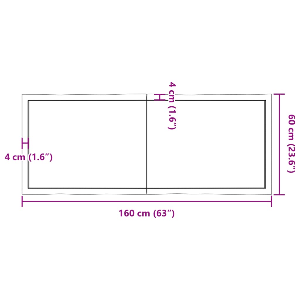 vidaXL Mizna plošča 160x60x(2-6) cm neobdelana hrastovina naraven rob