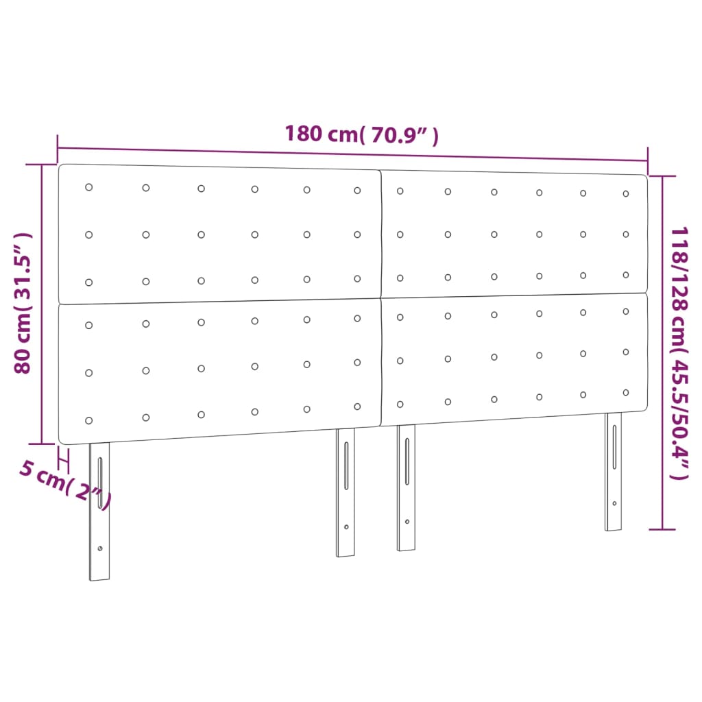 vidaXL LED posteljno vzglavje krem 180x5x118/128 cm umetno usnje