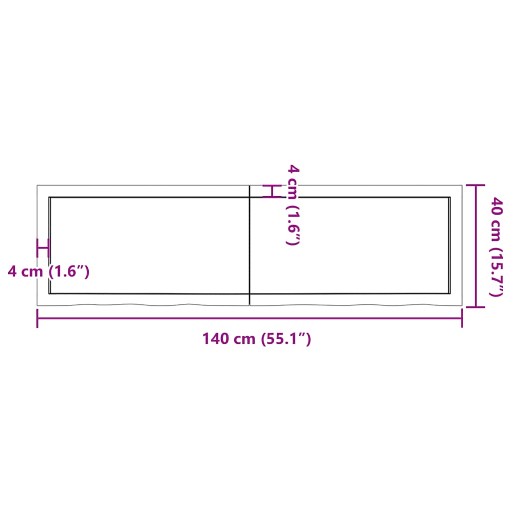 vidaXL Stenska polica temno rjava 140x40x(2-6) cm trdna hrastovina