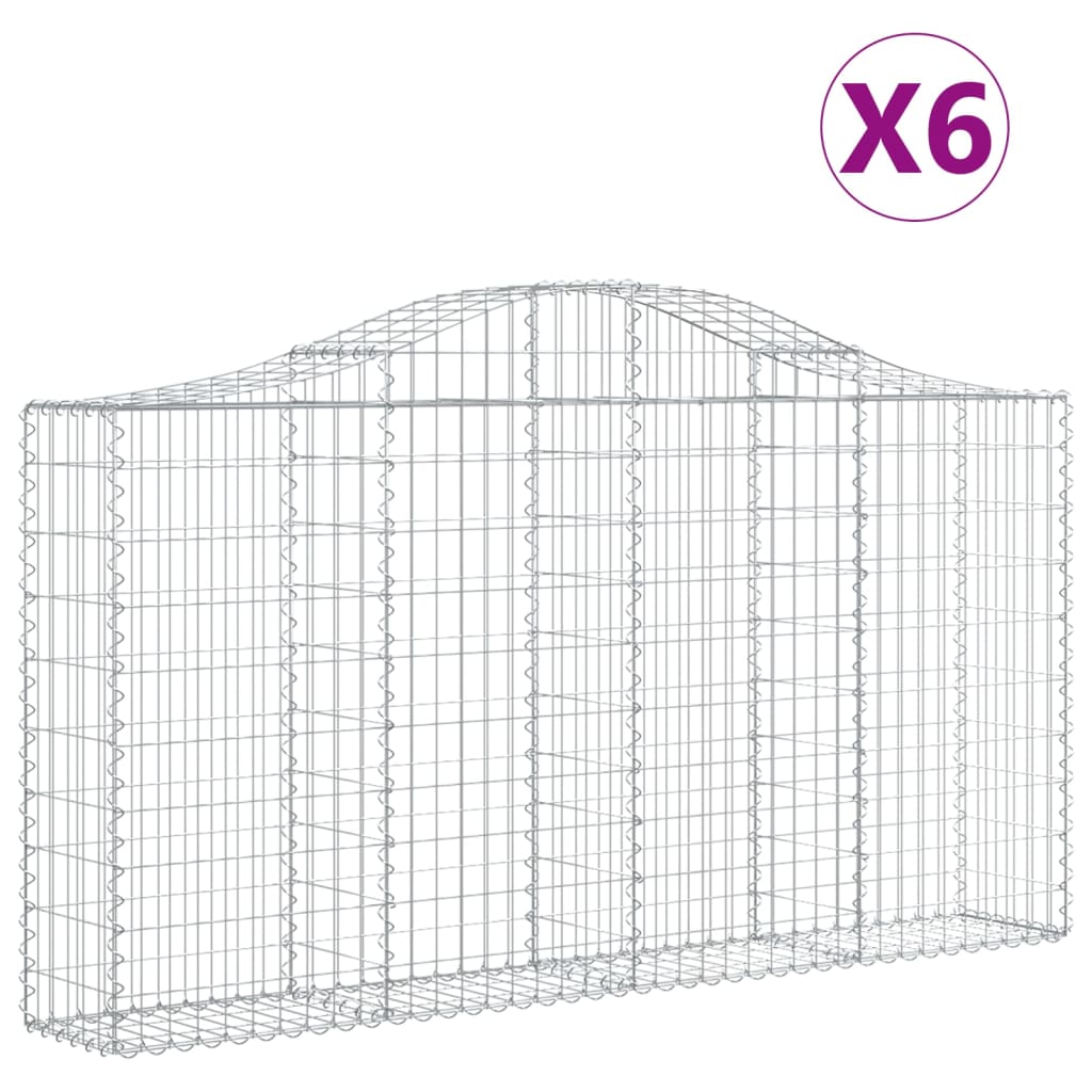 vidaXL Obokane gabion košare 6 kosov 200x30x100/120cm pocinkano železo