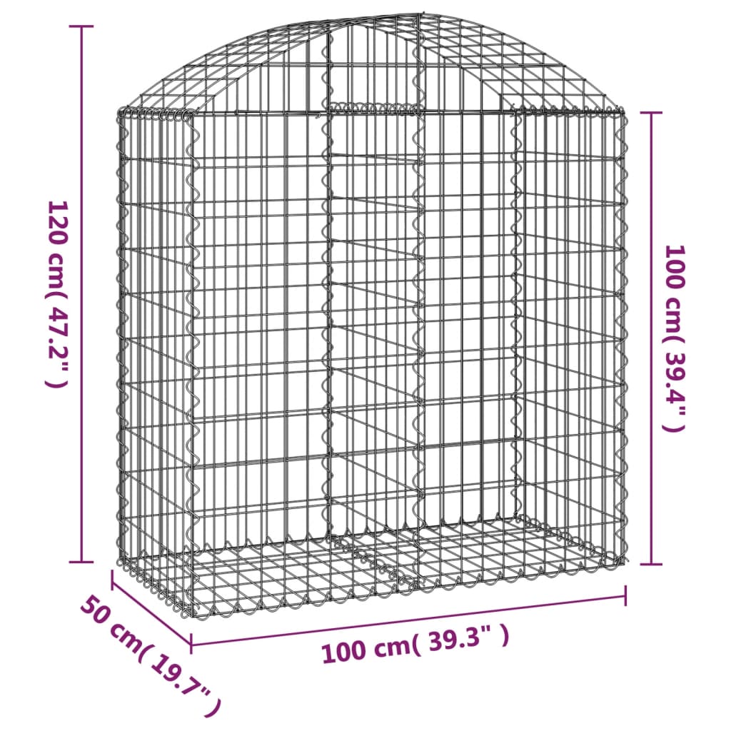 vidaXL Obokana gabionska košara 100x50x100/120 cm pocinkano železo