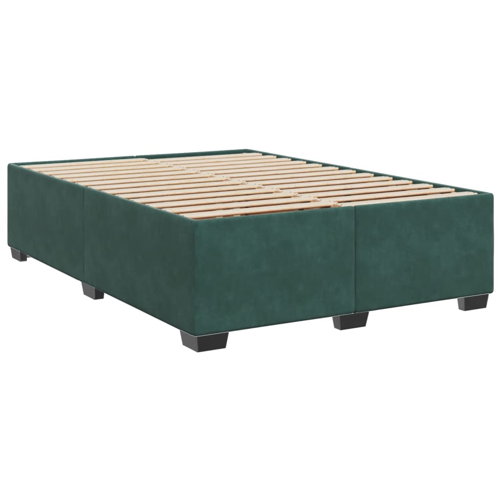 vidaXL Box spring postelja z vzmetnico temno zelen 140x190 cm žamet