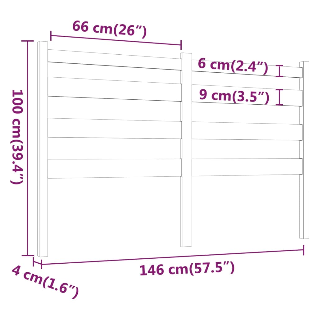 vidaXL Posteljno vzglavje belo 146x4x100 cm trdna borovina