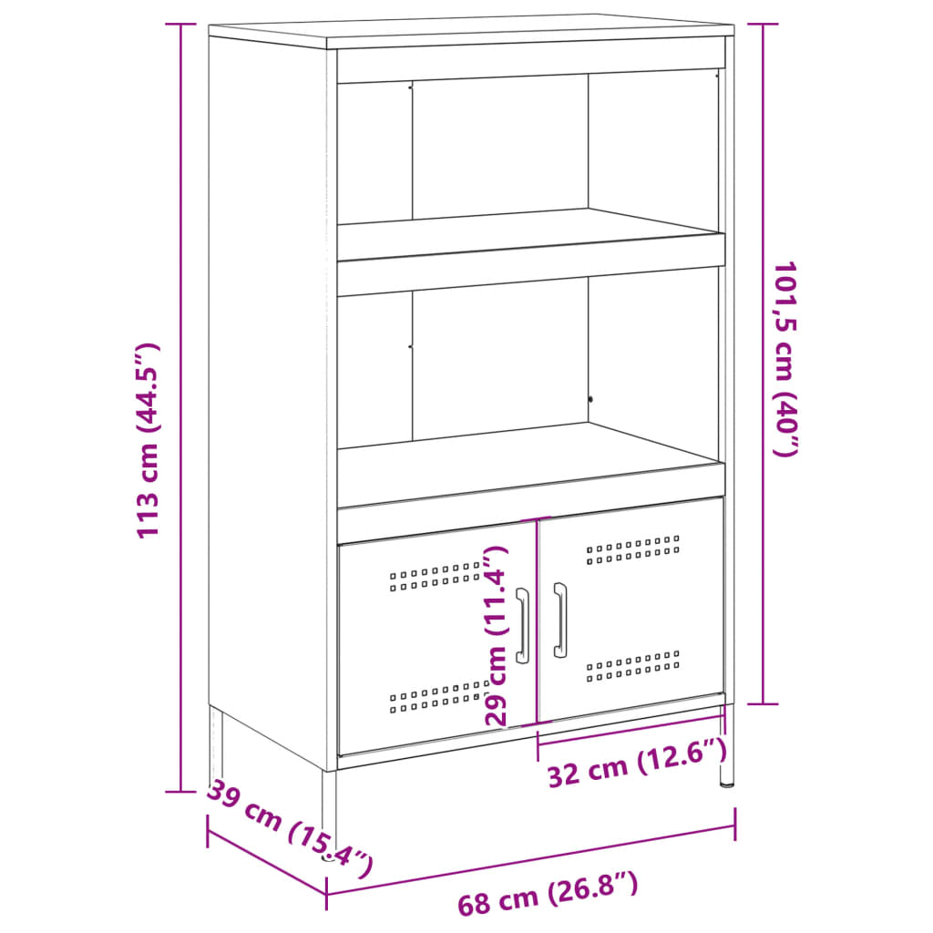 vidaXL Visoka omara bela 68x39x113 cm jeklo