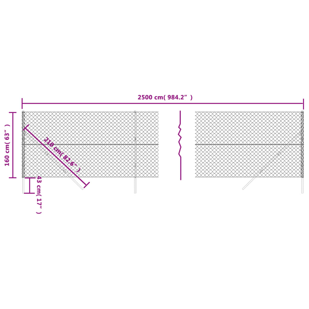 vidaXL Mrežna ograja antracitna 1,6x25 m