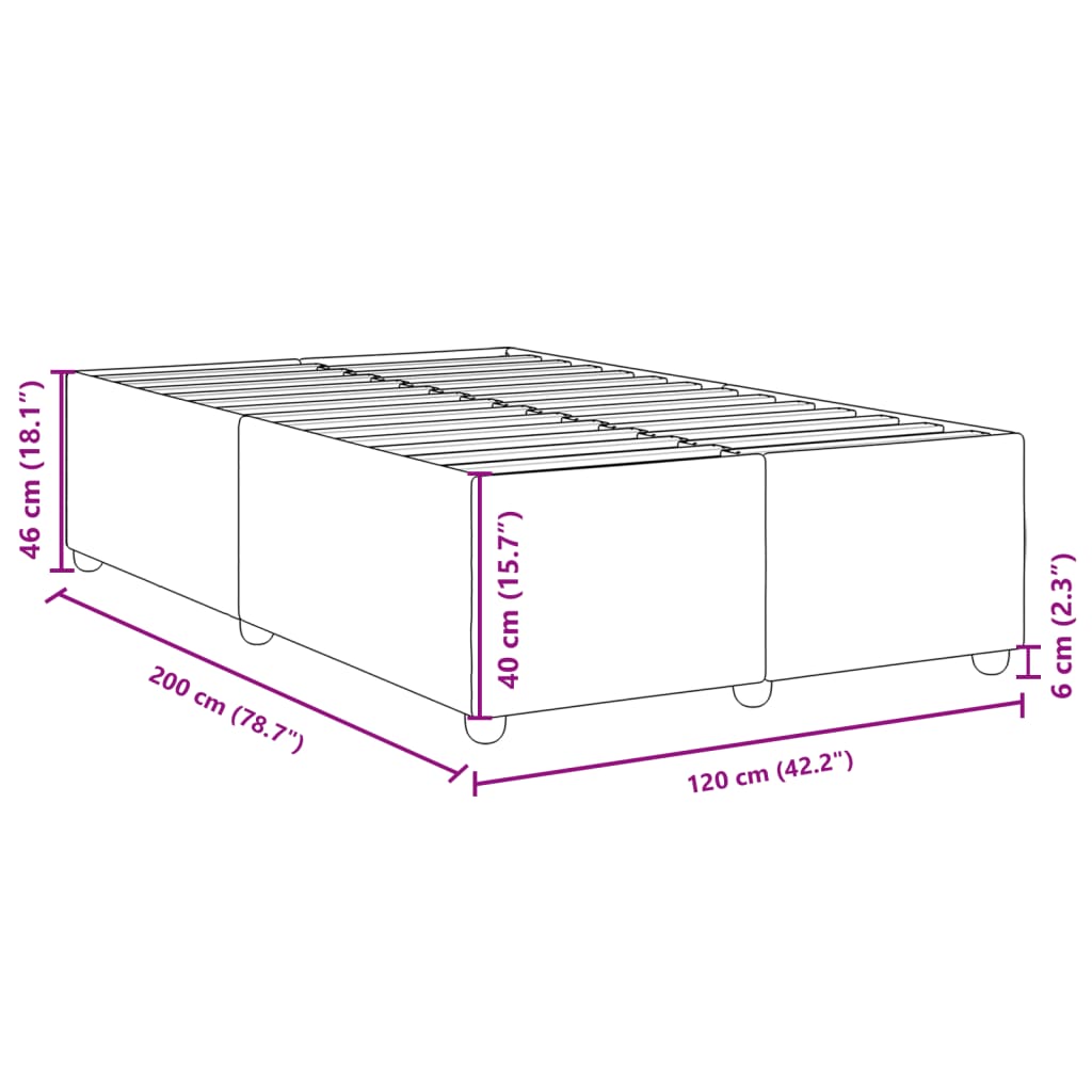 vidaXL Posteljni okvir brez vzmetnice črn 120x200 cm blago