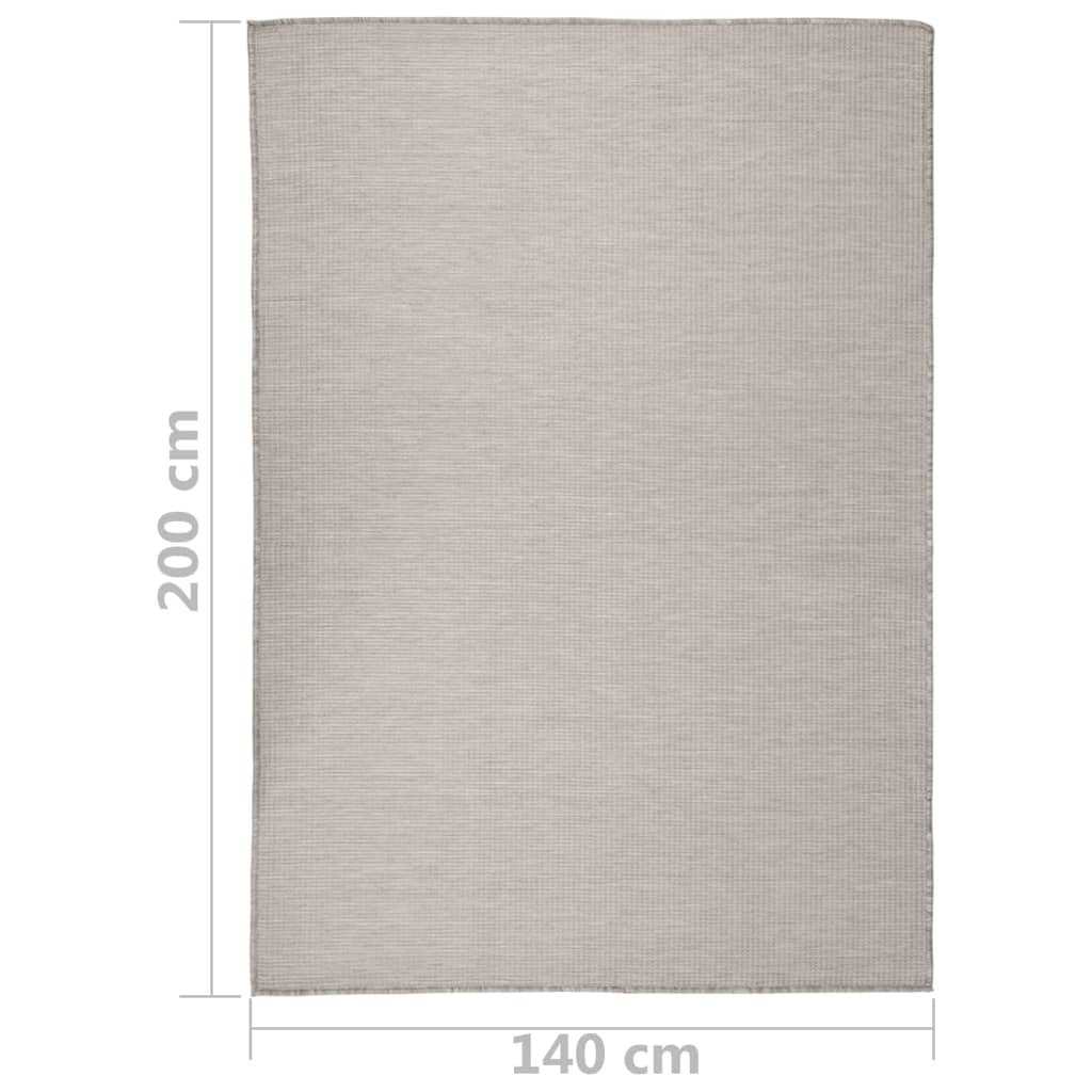 vidaXL Zunanja preproga ploščato tkanje 140x200 cm taupe