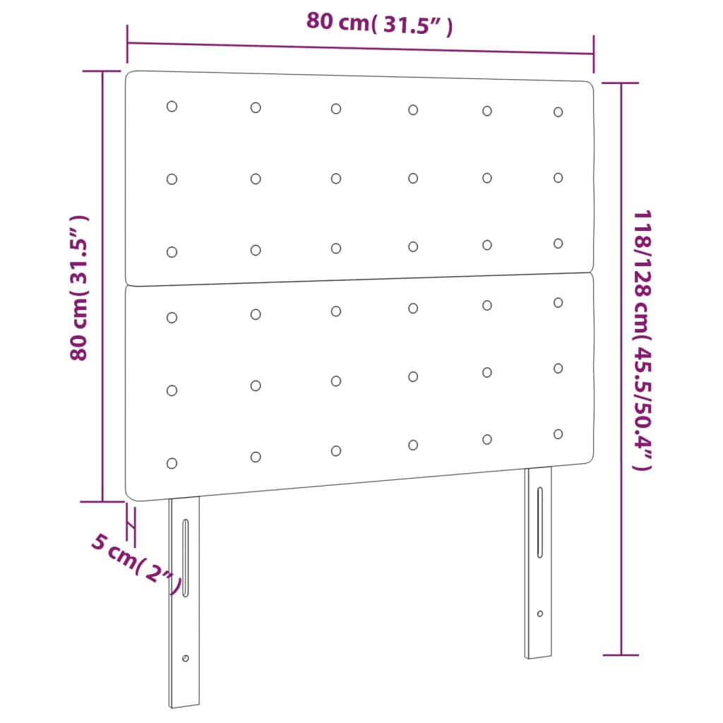 vidaXL Posteljno vzglavje 2 kosa svetlo sivo 80x5x78/88 cm blago