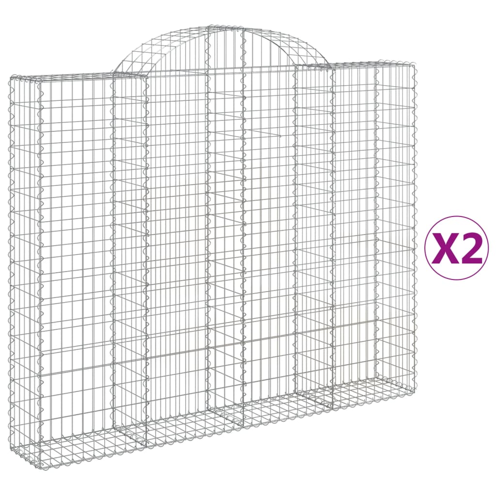 vidaXL Obokane gabion košare 2 kosa 200x30x160/180 cm pocinkano železo