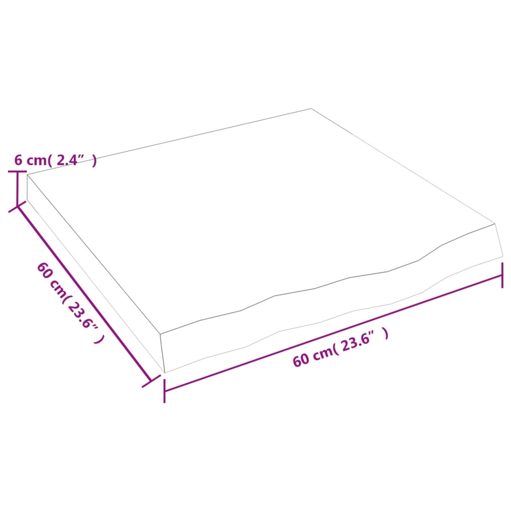 vidaXL Mizna plošča 60x60x(2-6) cm neobdelana trdna hrastovina