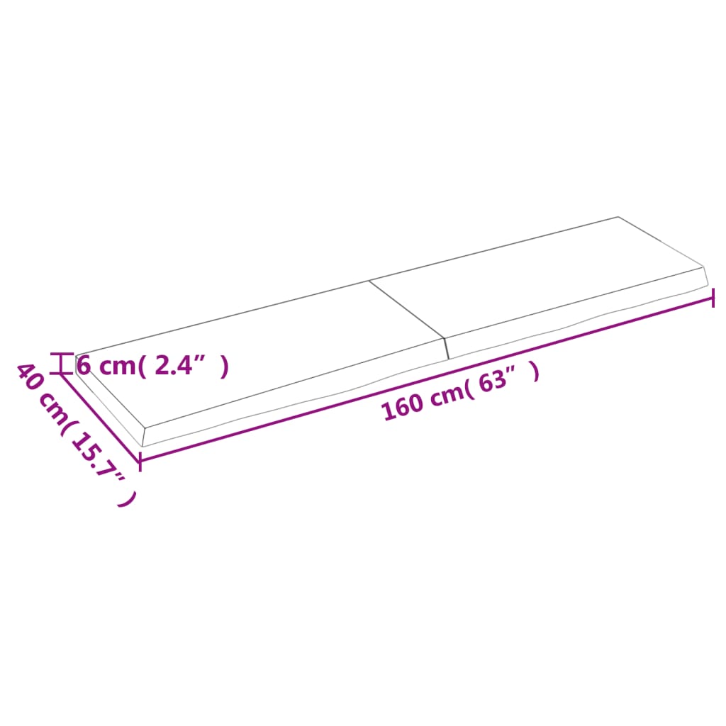 vidaXL Mizna plošča rjav 160x40x(2-6)cm obdelana trdna hrastovina