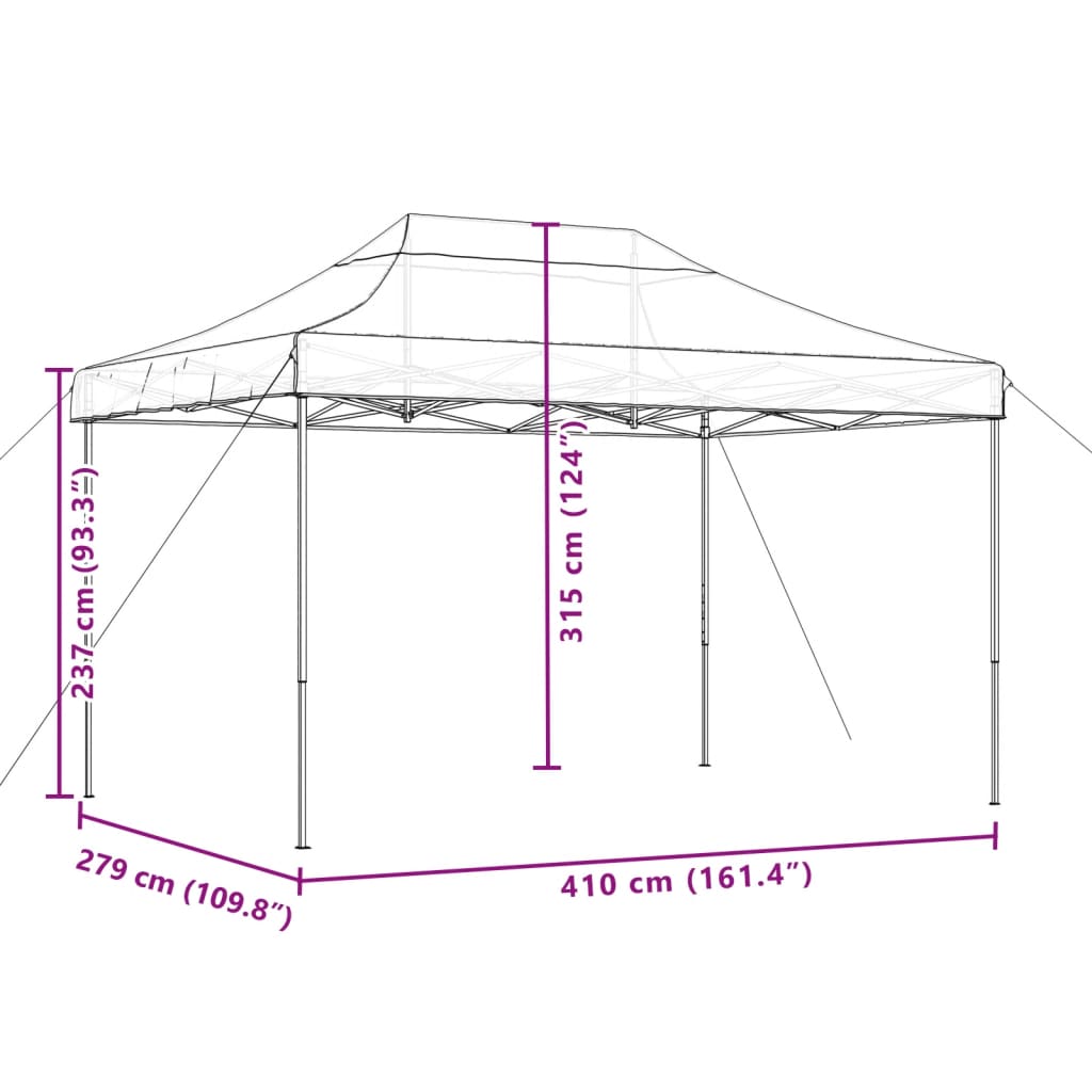 vidaXL Zložljiv pop-up šotor za zabave oranžen 410x279x315 cm