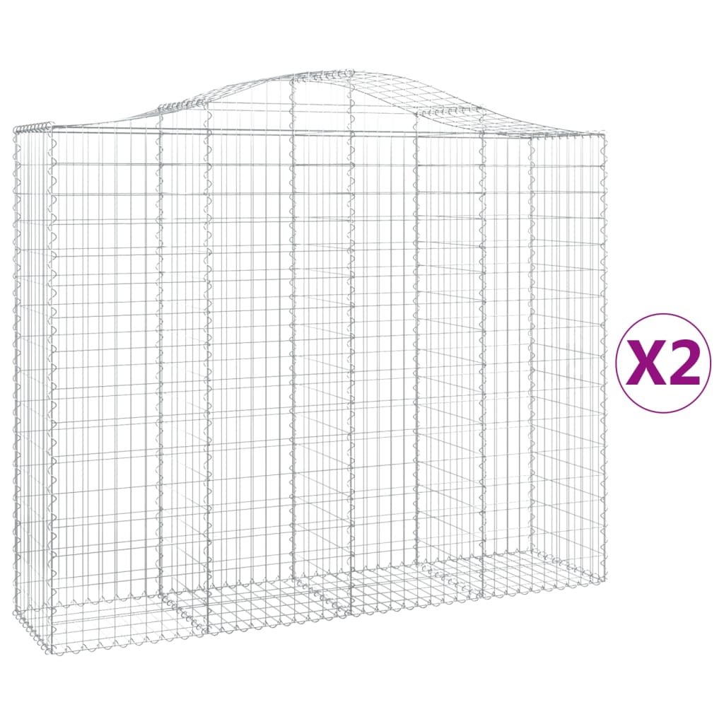 vidaXL Obokane gabion košare 2 kosa 200x50x160/180 cm pocinkano železo