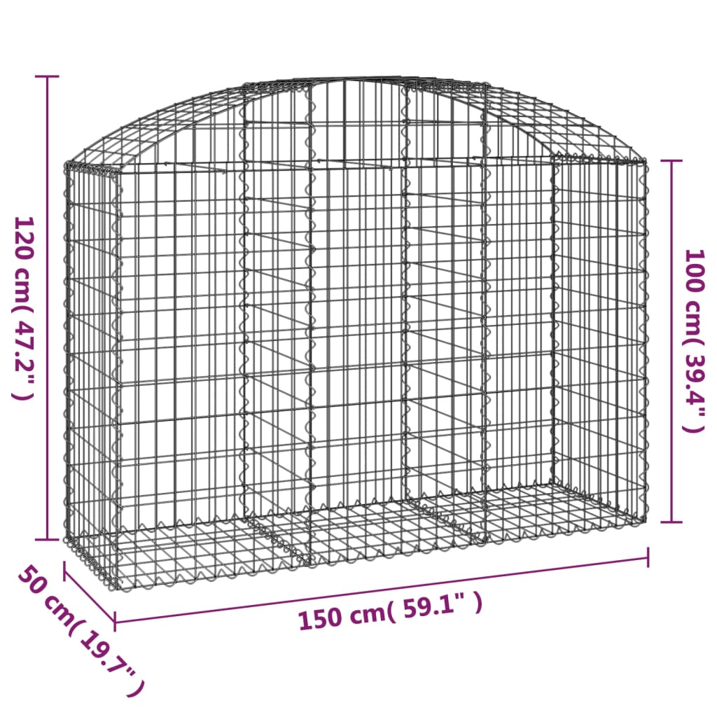 vidaXL Obokana gabionska košara 150x50x100/120 cm pocinkano železo