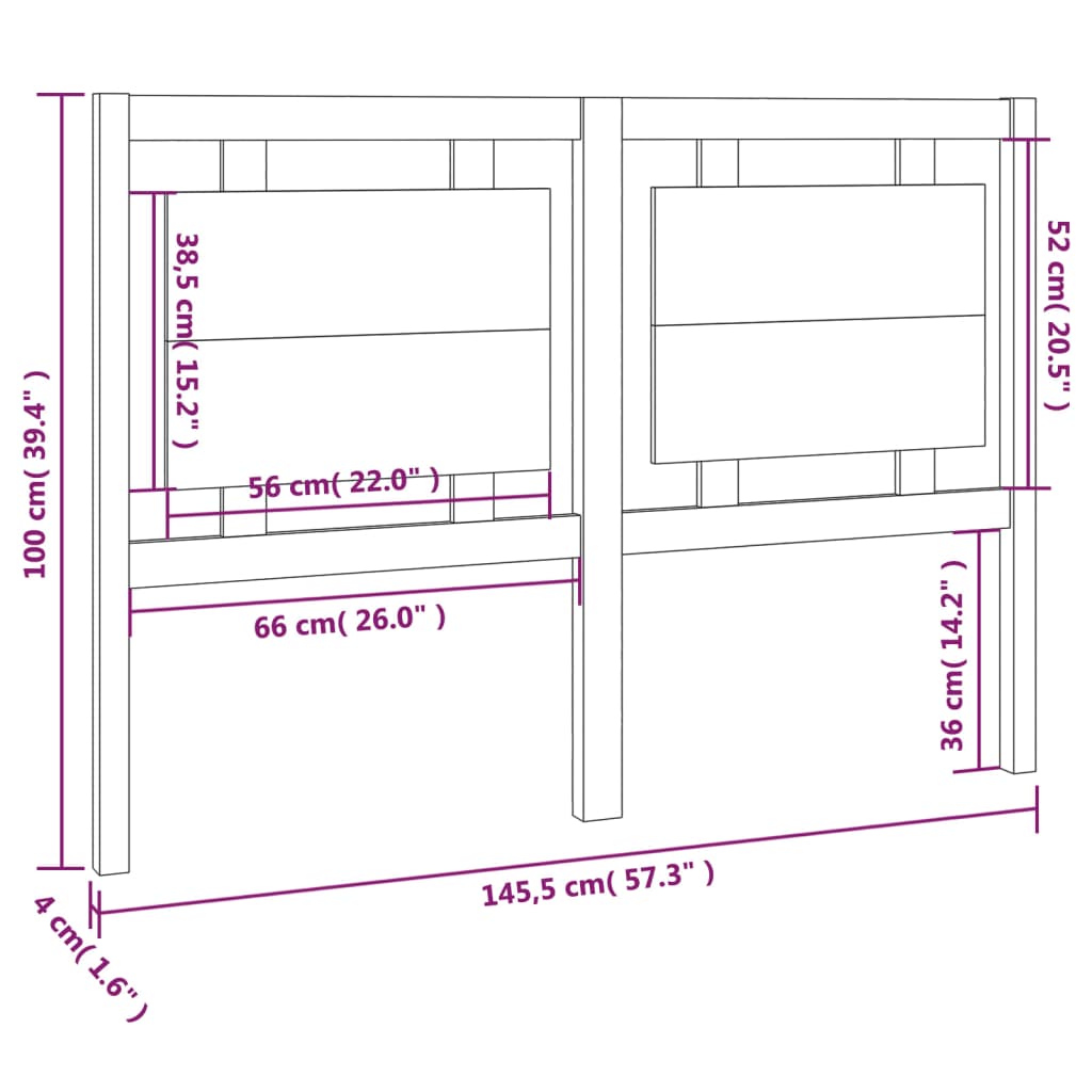 vidaXL Posteljno vzglavje 145,5x4x100 cm trdna borovina