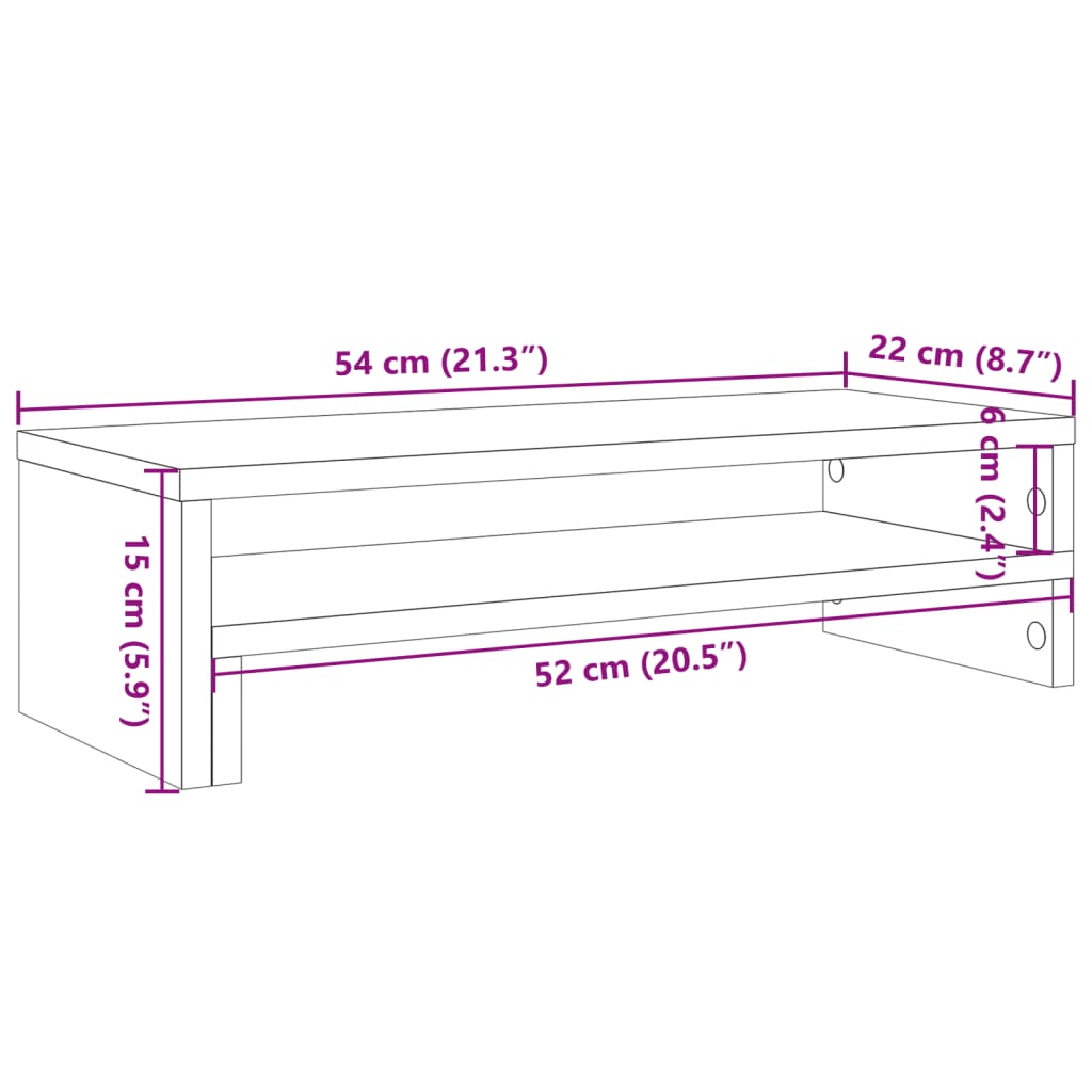 vidaXL Stojalo za monitor artisian hrast 54x22x15 cm inženirski les