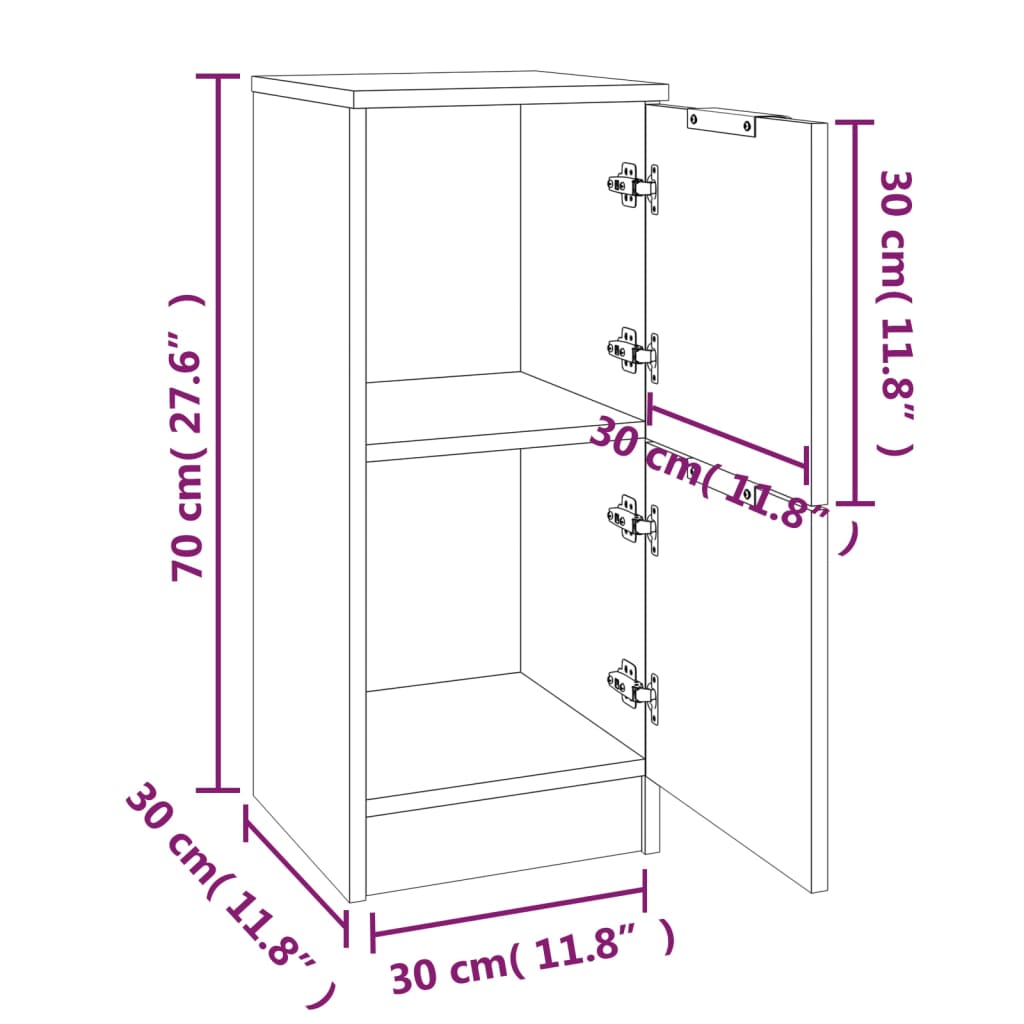 vidaXL Komoda rjavi hrast 30x30x70 cm konstruiran les