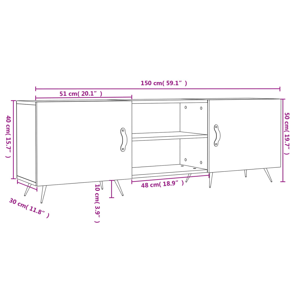 vidaXL TV omarica betonsko siva 150x30x50 cm inženirski les