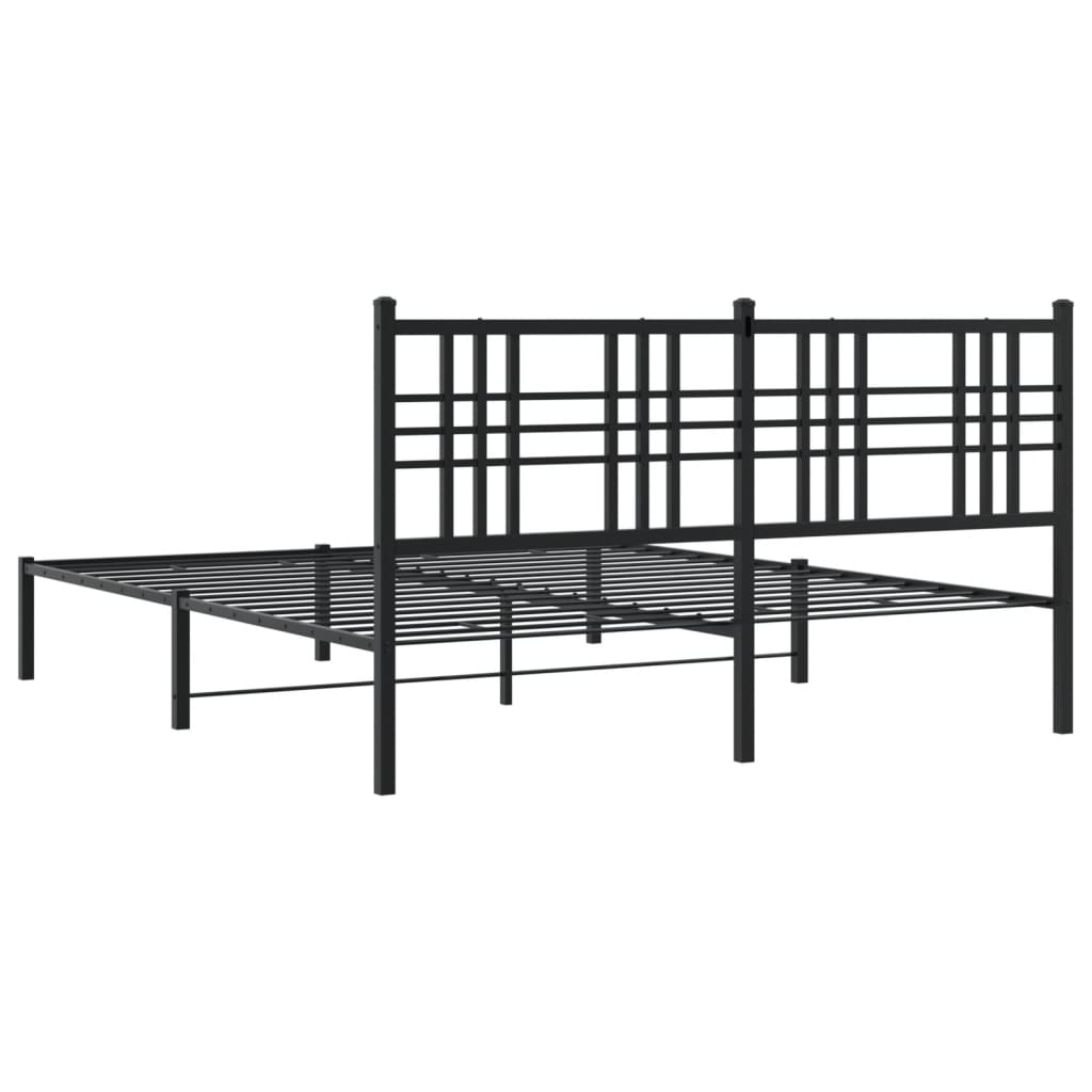 vidaXL Kovinski posteljni okvir z vzglavjem črn 160x200 cm