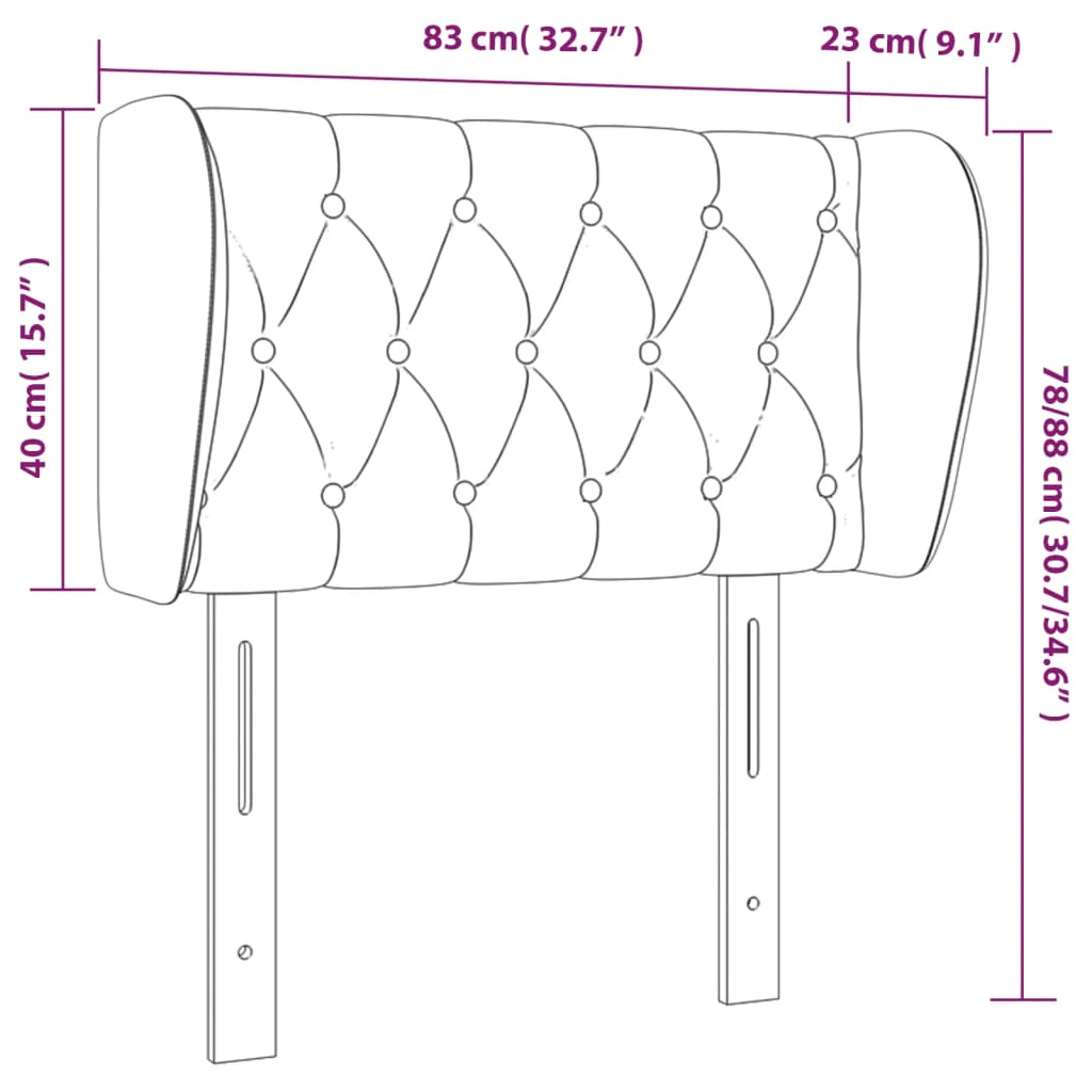 vidaXL Vzglavje z ušesi temno sivo 83x23x78/88 cm žamet