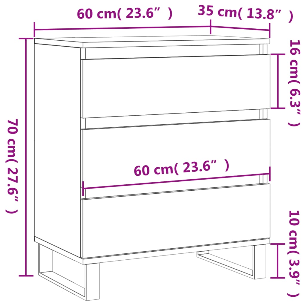 vidaXL Komoda dimljeni hrast 60x35x70 cm inženirski les