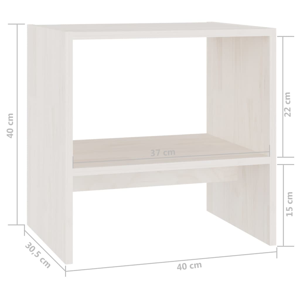 vidaXL Nočne omarice 2 kosa bela 40x30,5x40 cm trdna borovina