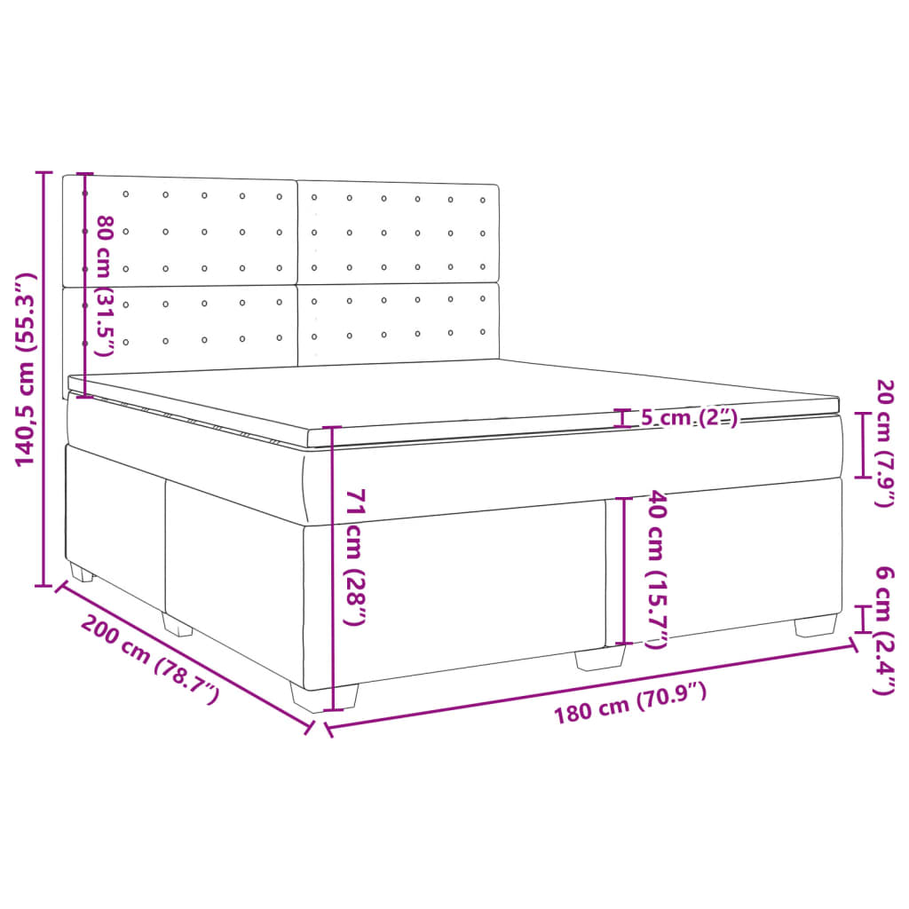 vidaXL Box spring postelja z vzmetnico modra 180x200 cm blago