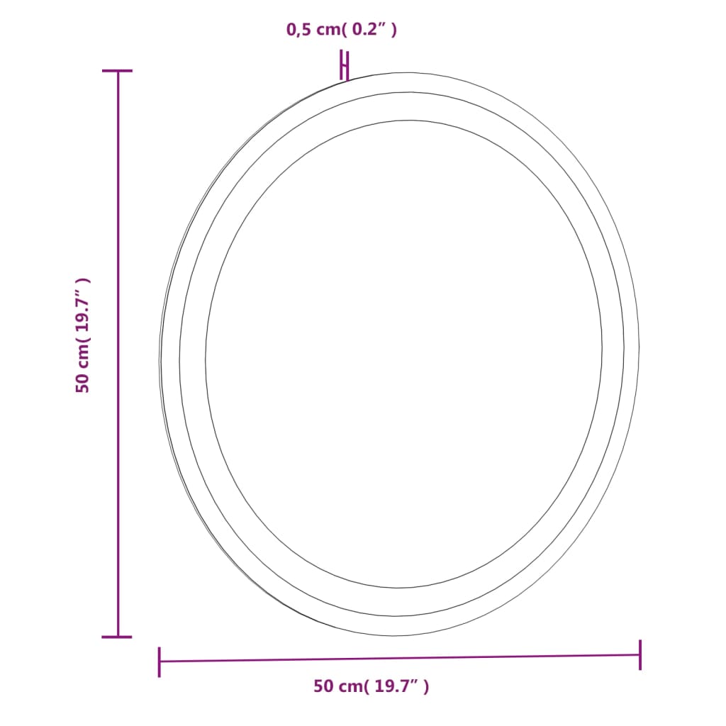 vidaXL LED kopalniško ogledalo 50 cm okroglo