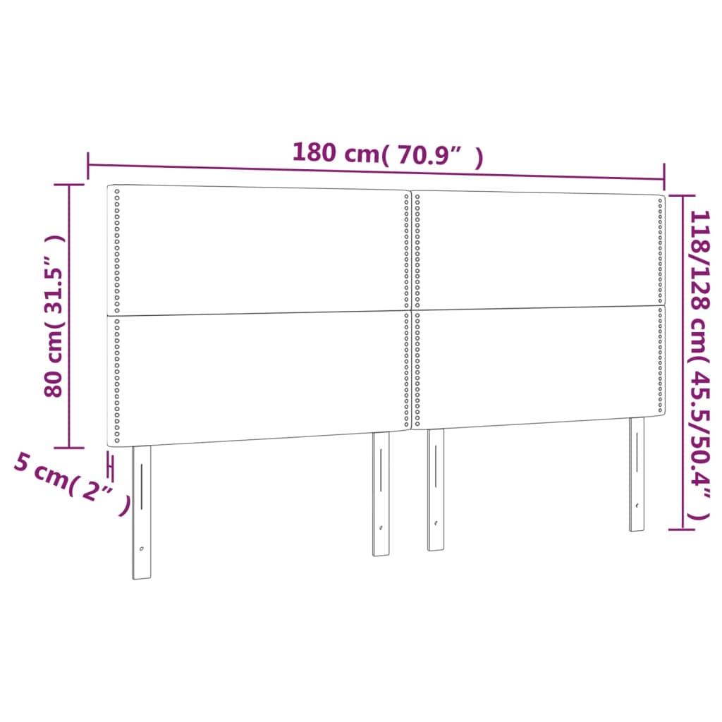 vidaXL LED posteljno vzglavje svetlo sivo 180x5x118/128 cm blago