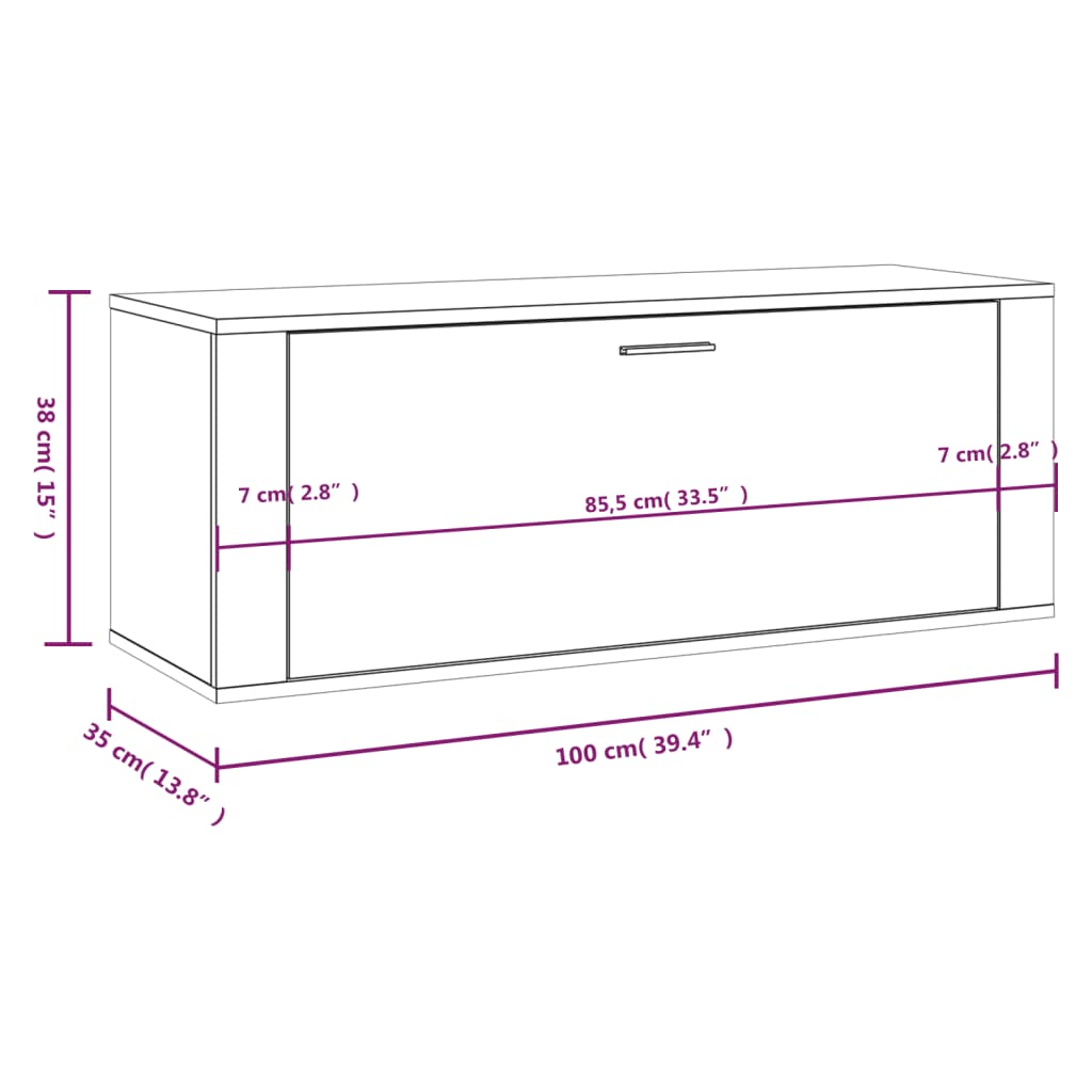 vidaXL Omarica za čevlje sonoma hrast 100x35x38 cm inženirski les