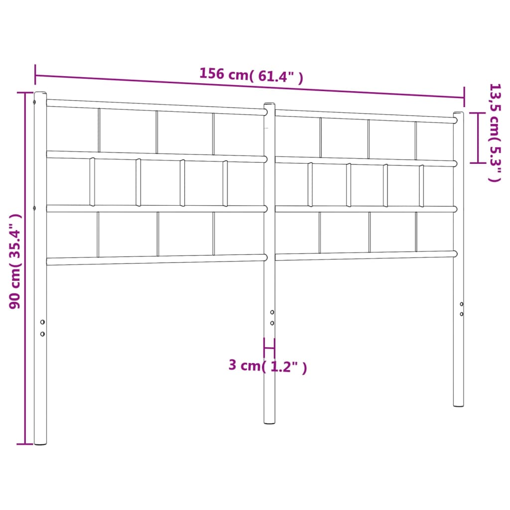 vidaXL Kovinsko posteljno vzglavje črno 150 cm