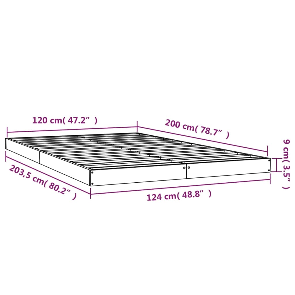 vidaXL Posteljni okvir bel 120x200 cm trdna borovina