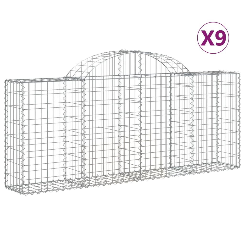 vidaXL Obokane gabion košare 9 kosov 200x30x80/100 cm cinkano železo