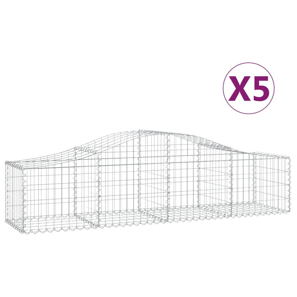 vidaXL Obokane gabion košare 5 kosov 200x50x40/60 cm pocinkano železo