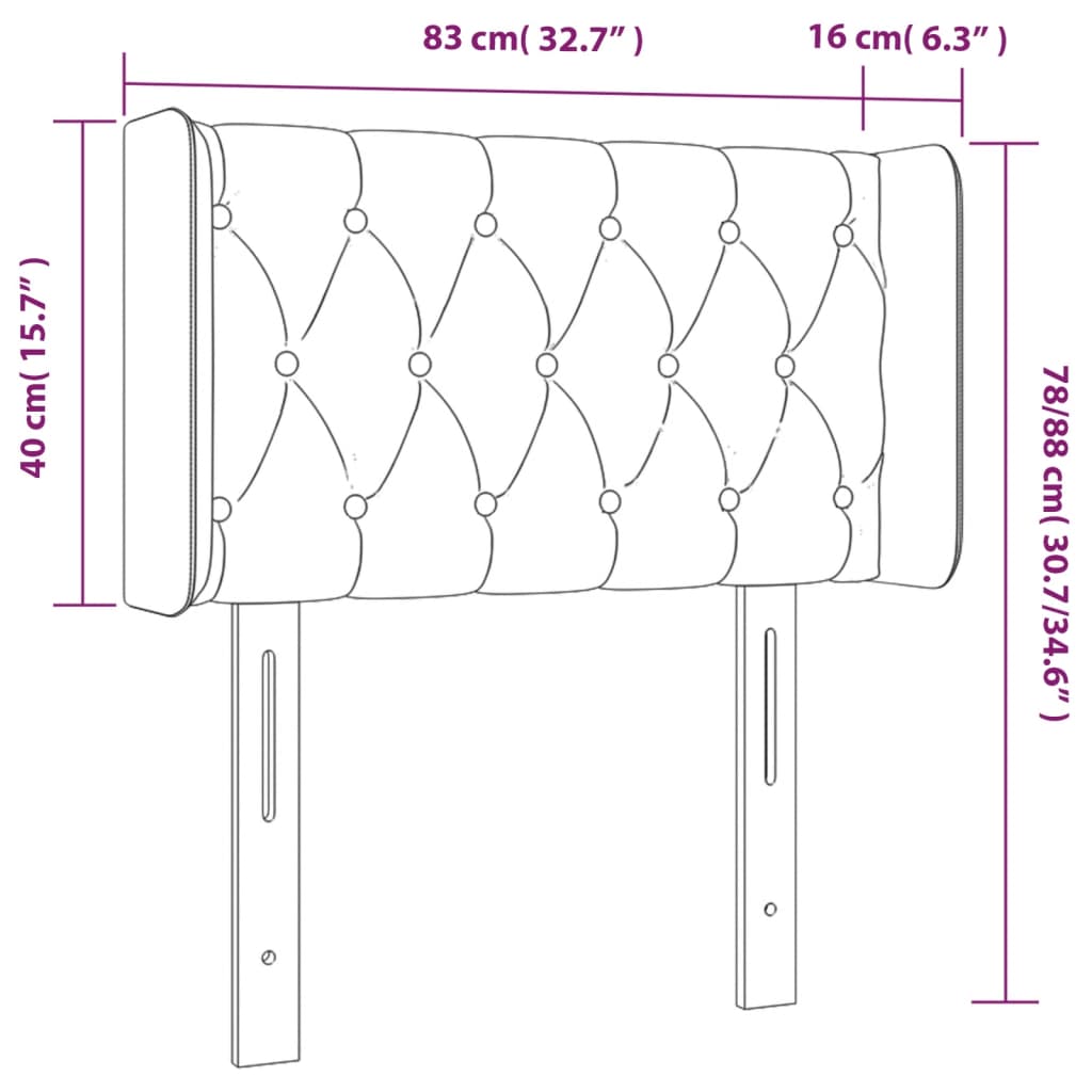 vidaXL LED posteljno vzglavje modro 83x16x78/88 cm blago