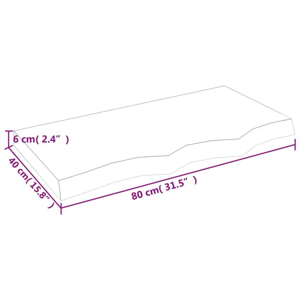 vidaXL Mizna plošča 80x40x(2-6) cm neobdelana trdna hrastovina